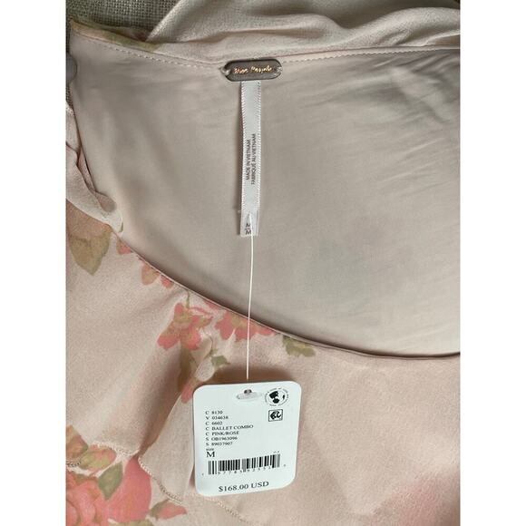 NWT Free People Alma Floral Midi Dress Size M Petal Pink Asymmetrical Hem Fairy - Picture 10 of 11